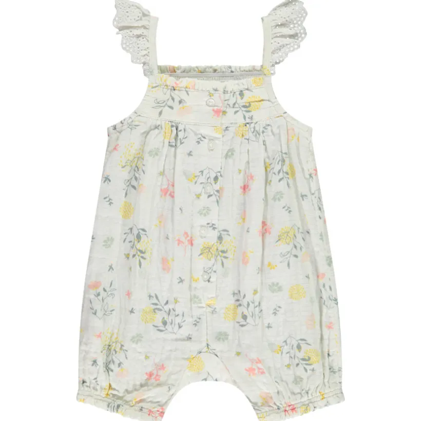 Katoenen bloemenprint combishort voor baby meisjes