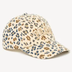 Katoenen meisjespet met een luipaardprint in corduroy.