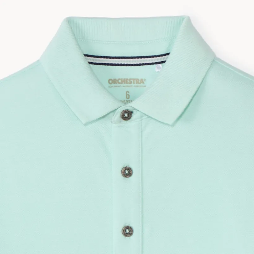 Katoenen polo met korte mouwen in effen kleur jongens