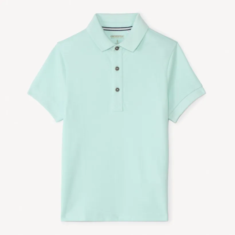 Katoenen polo met korte mouwen in effen kleur jongens