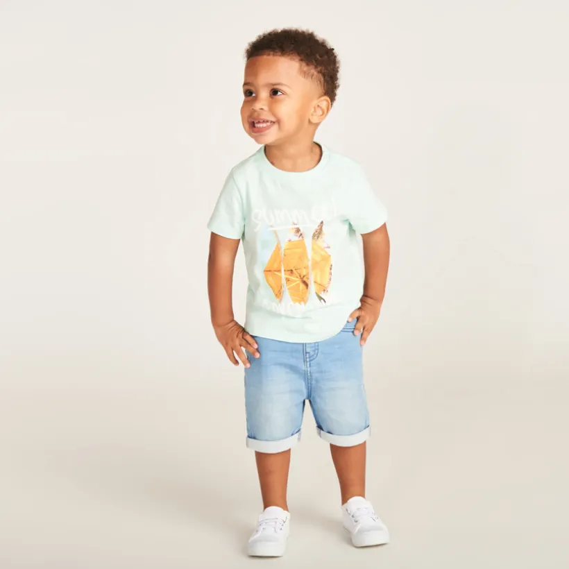 Katoenen T-shirt met korte mouwen voor babyjongens met fotoprint