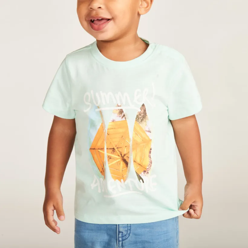 Katoenen T-shirt met korte mouwen voor babyjongens met fotoprint
