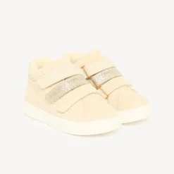 Katoenen velours effect sneakers met drie klittenbandsluitingen voor meisjes.