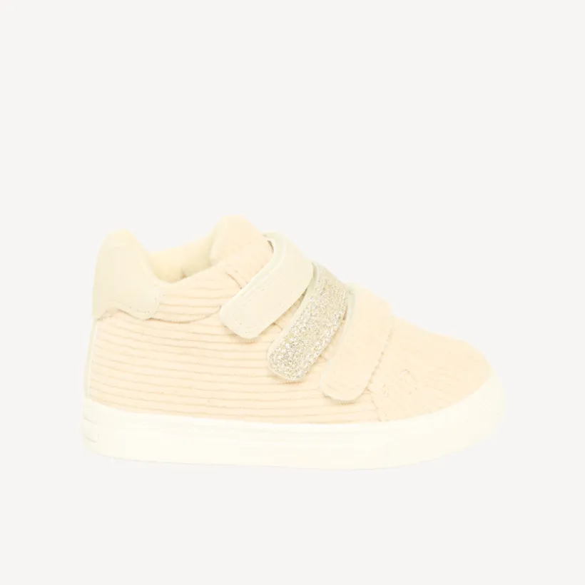 Katoenen velours effect sneakers met drie klittenbandsluitingen voor meisjes.