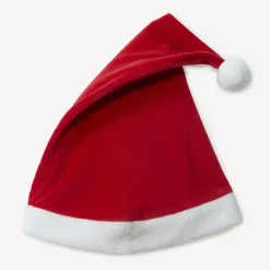 Kerstmuts in rood fluweel met witte sherpa pompon
