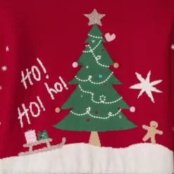 Kersttrui van gebreid materiaal met sherpa voering meisjes