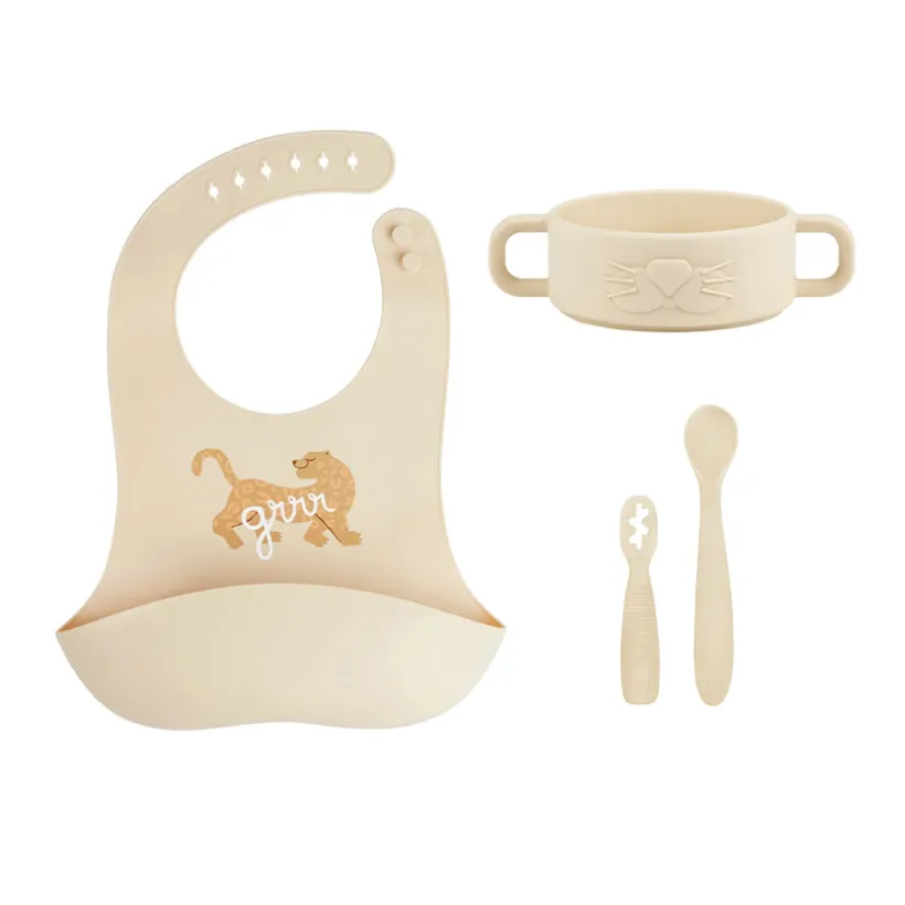 Kinderservies + slabbetje Mini Roar 4M+