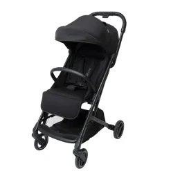 Kinderwagen Aria Plus zwart, volledig verstelbaar met XXL kap en zwenkwielen