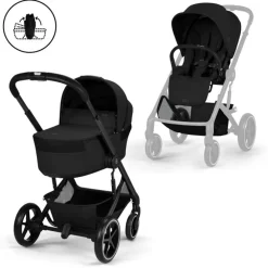 Kinderwagen Duo Balios S Lux 2026 + Draagmand opvouwbaar - Moon Black