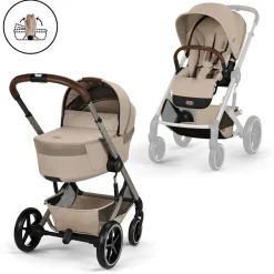 Kinderwagen Duo Balios S Lux 2026 + Draagmand opvouwbaar - Almond Beige