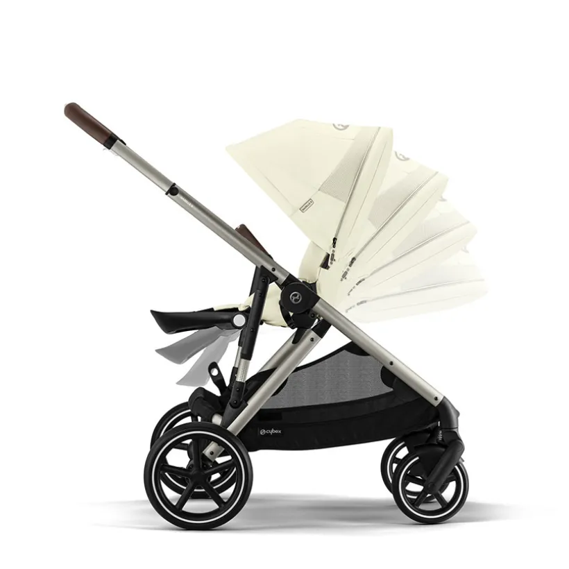 Kinderwagen Gazelle S single/dubbel met Taupe frame en Seashell Beige zitje