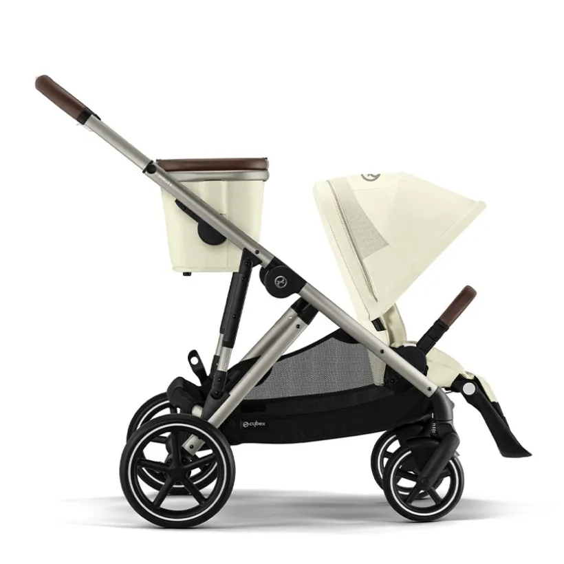 Kinderwagen Gazelle S single/dubbel met Taupe frame en Seashell Beige zitje