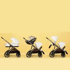 Kinderwagen Gazelle S single/dubbel met Taupe frame en Seashell Beige zitje