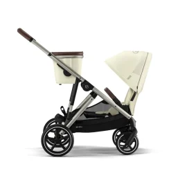 Kinderwagen Gazelle S single/dubbel met Taupe frame en Seashell Beige zitje