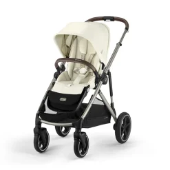 Kinderwagen Gazelle S single/dubbel met Taupe frame en Seashell Beige zitje