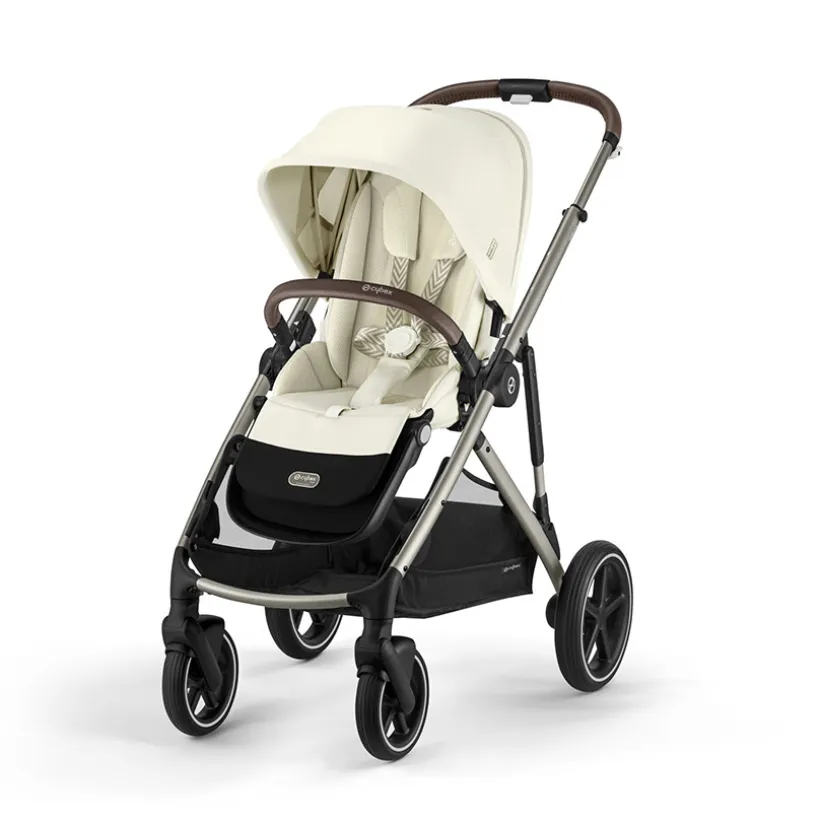 Kinderwagen Gazelle S single/dubbel met Taupe frame en Seashell Beige zitje