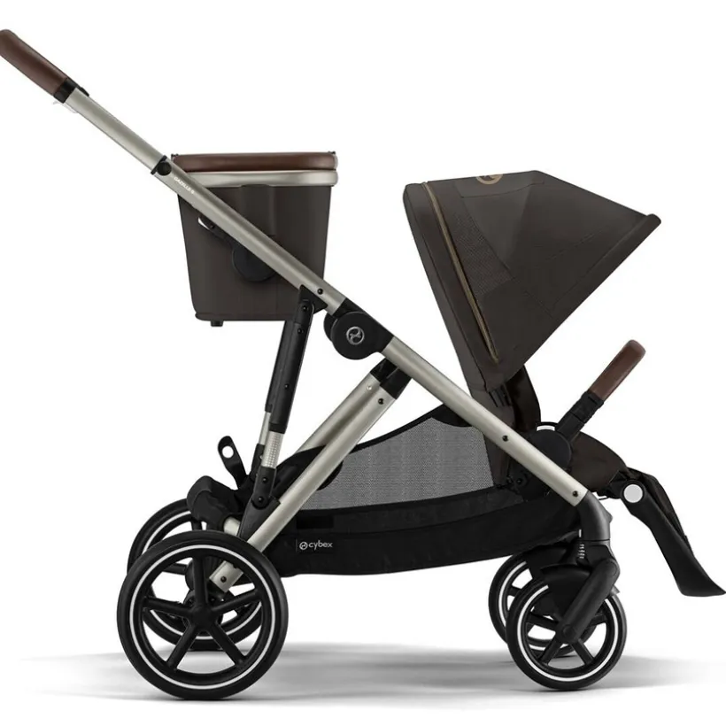 Kinderwagen Gazelle S single/dubbel Frame Taupe/Zitting Chocolate Brown
