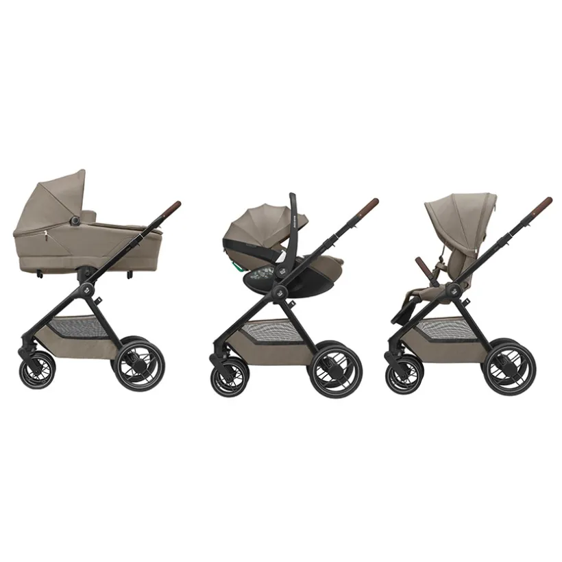 Kinderwagen Oxford Twillic Truffle bruin leder met donker frame