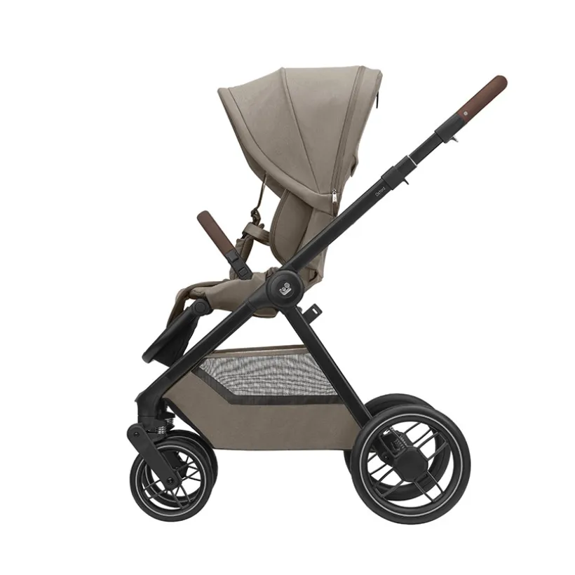 Kinderwagen Oxford Twillic Truffle bruin leder met donker frame