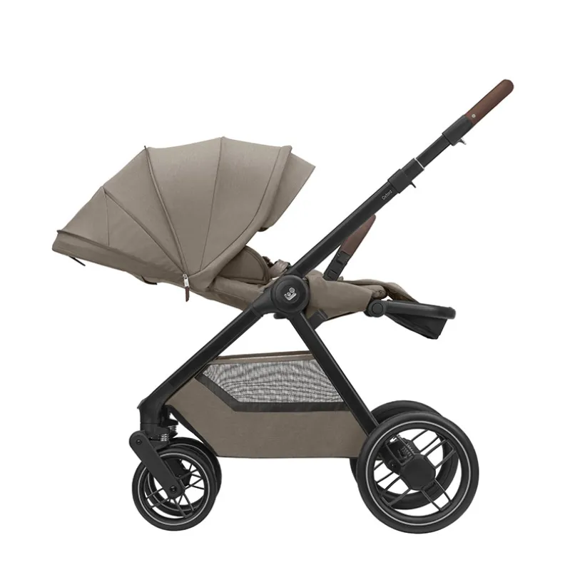 Kinderwagen Oxford Twillic Truffle bruin leder met donker frame