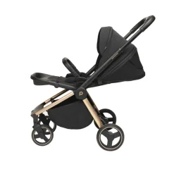 Kinderwagen trio Alba met draagmand zwart/champagne