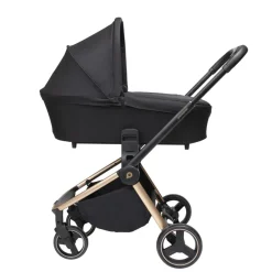 Kinderwagen trio Alba met draagmand zwart/champagne