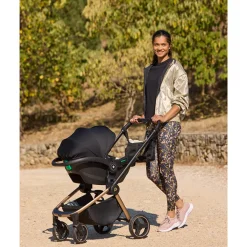Kinderwagen trio Alba met draagmand zwart/champagne