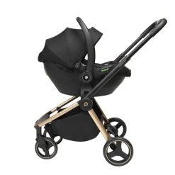 Kinderwagen trio Alba met draagmand zwart/champagne