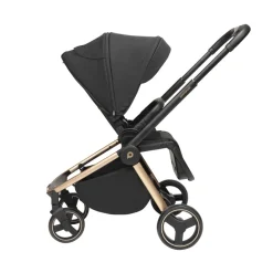 Kinderwagen trio Alba met draagmand zwart/champagne