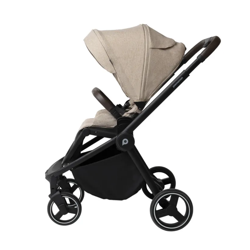 Kinderwagen trio Alba met draagmand beige/zwart
