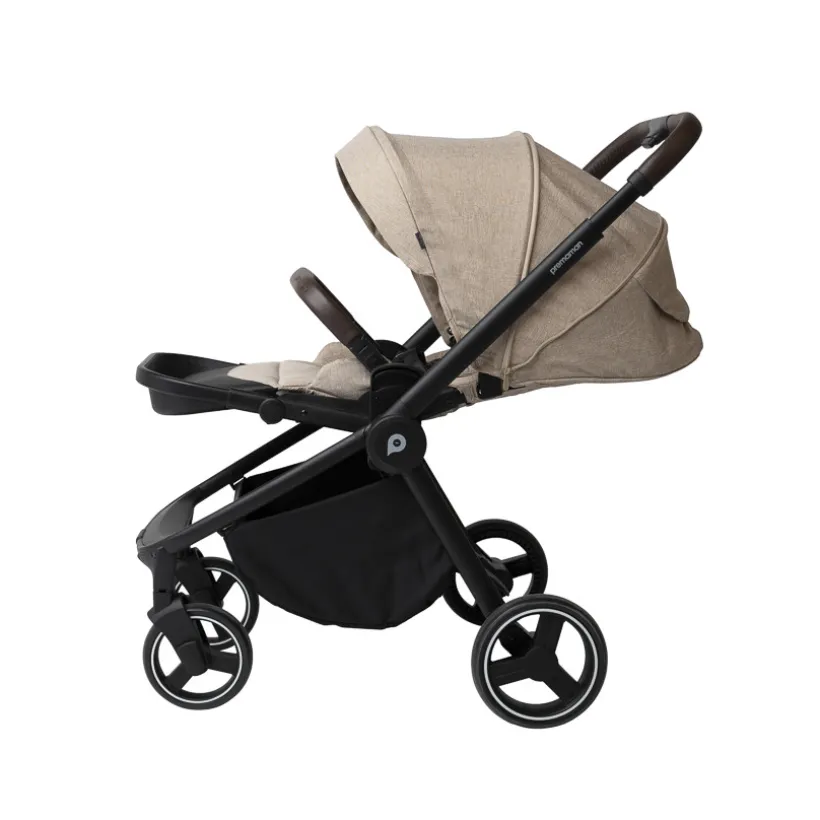 Kinderwagen trio Alba met draagmand beige/zwart