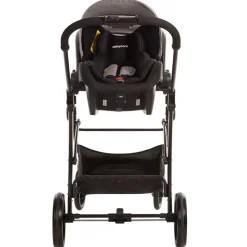 Kinderwagen trio combinatie met autostoel en mand grijs gemêleerd/zwart