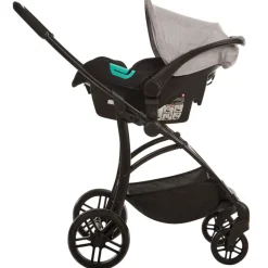 Kinderwagen trio combinatie met autostoel en mand grijs gemêleerd/zwart