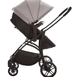 Kinderwagen trio combinatie met autostoel en mand grijs gemêleerd/zwart