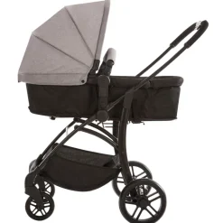 Kinderwagen trio combinatie met autostoel en mand grijs gemêleerd/zwart