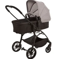 Kinderwagen trio combinatie met autostoel en mand grijs gemêleerd/zwart