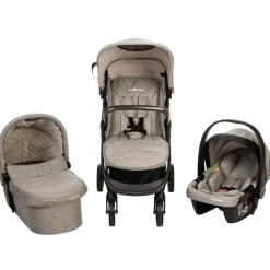 Kinderwagen trio Triade met autostoel en draagmand grijs
