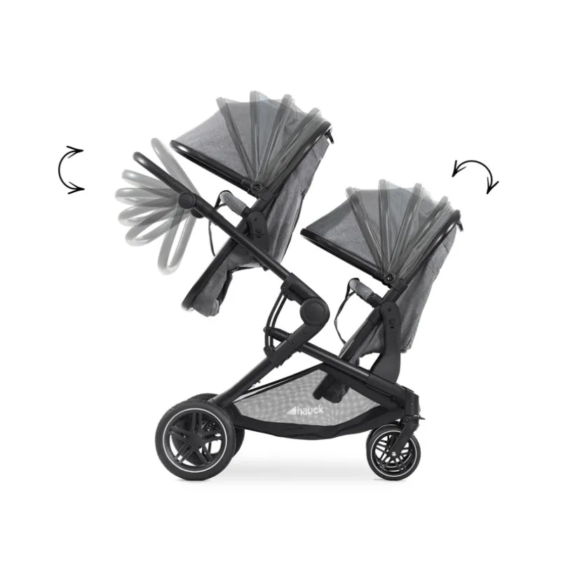 Kinderwagen voor tweelingen Atlantic Twin Melange Grey