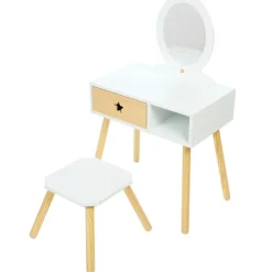 Kleine functionele kaptafel met houten kruk