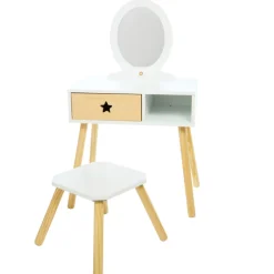 Kleine functionele kaptafel met houten kruk
