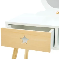 Kleine functionele kaptafel met houten kruk
