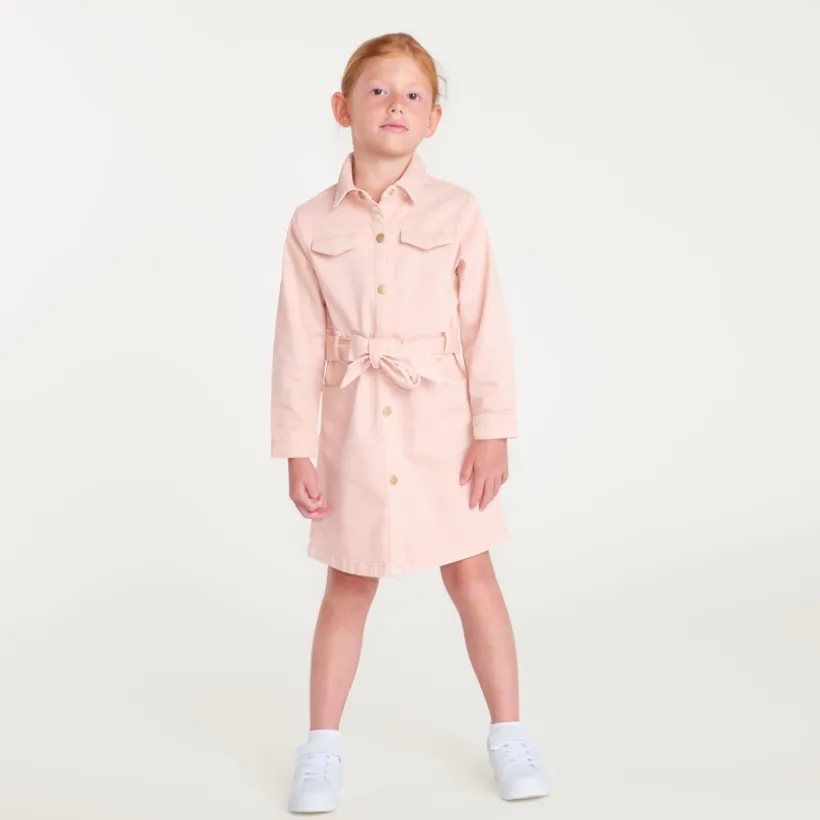 Kleurige denim jurk met lange mouwen voor meisjes