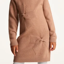 Knit jurk met lange mouwen voor meisjes met knoop effect.