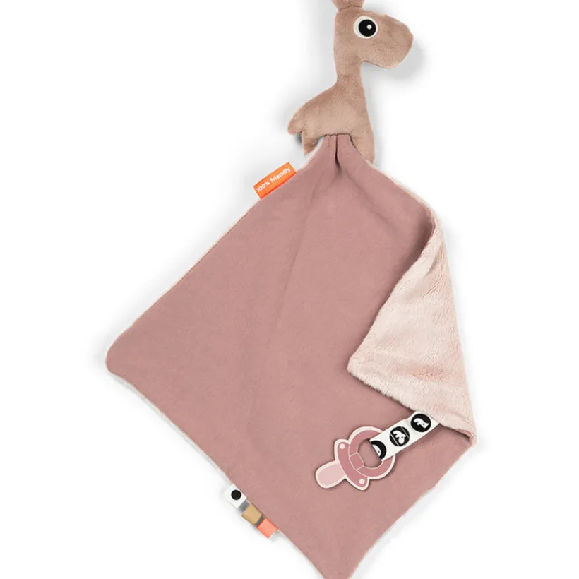 Knuffel-dekentje & fopspeenhouder Raffi Rose 28x28 cm
