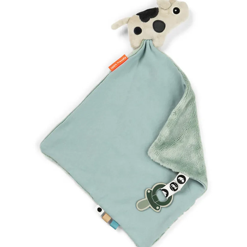 Knuffel-dekentje & fopspeenhouder Dotti Blauw 28x28 cm