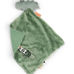 Knuffel-dekentje & fopspeenhouder Croco Groen 28x28 cm