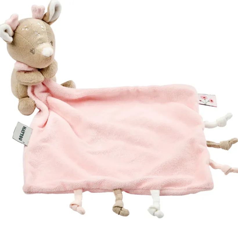 Knuffeldoekje hert - Fanfan- Roze - 27x27 cm