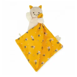 Knuffeldoekje kat met zachte gele vierkant