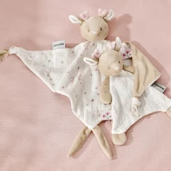Knuffeldoekje maxi - olifant - Fanfan- velours Beige/bedrukt - 60x40 cmcm