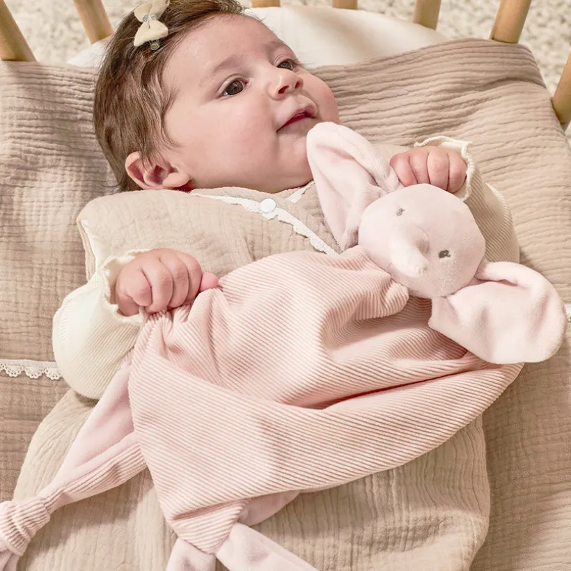 Knuffeldoekje maxi olifant - Fanfan ribfluweel- Roze - 60x40 cm